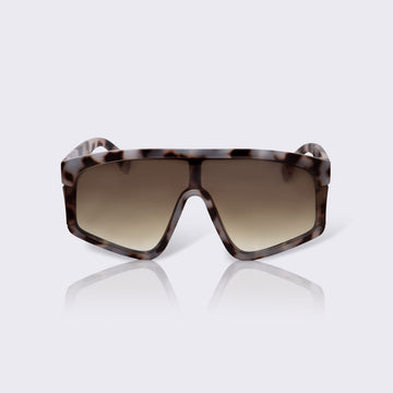 #Milky - solbriller med leopardmønstret stel med røget / brune brilleglas 