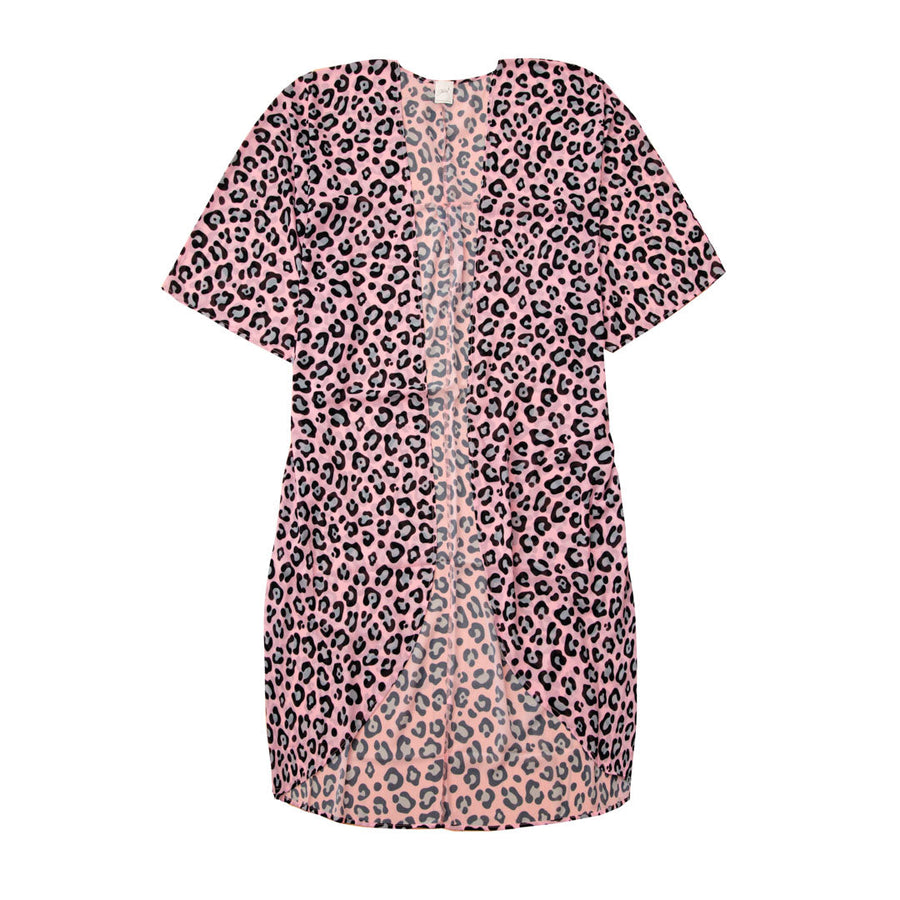 #Breeze - Pink kimono med leo mønster - One Size. Designet af Szhirley 