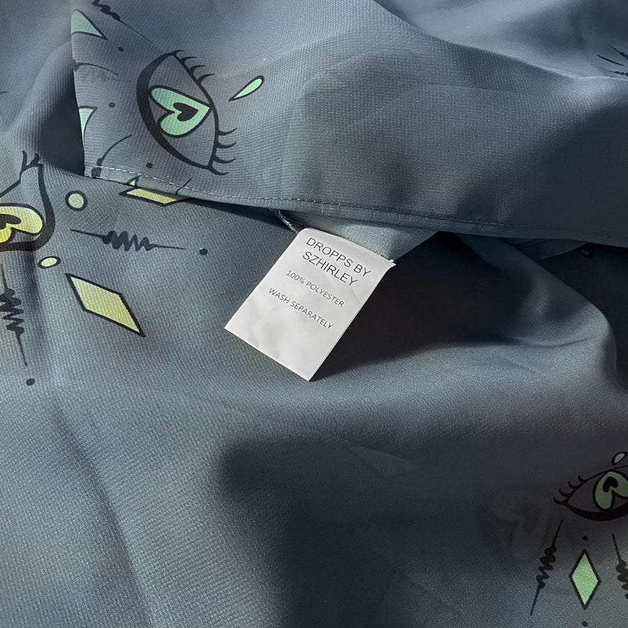 #Breeze - Mørkegrå Kimono Med XL Øje Mønster I Farver One Size Kimono