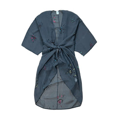 #Breeze - Mørkegrå Kimono Med Øje Mønster I Farver One Size Kimono