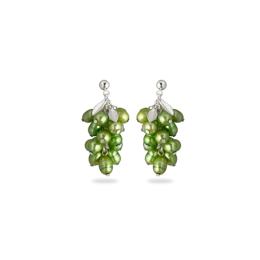 Øreringesæt / Druer - Grapeful Green - Sterling sølv og grønne perler. Designet af Szhirley