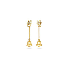 Øreringesæt - #TwinkleBells - Guld klokke på lang hals og klare zirkoner - 18 Karat forgyldning. Designet af Szhirley 