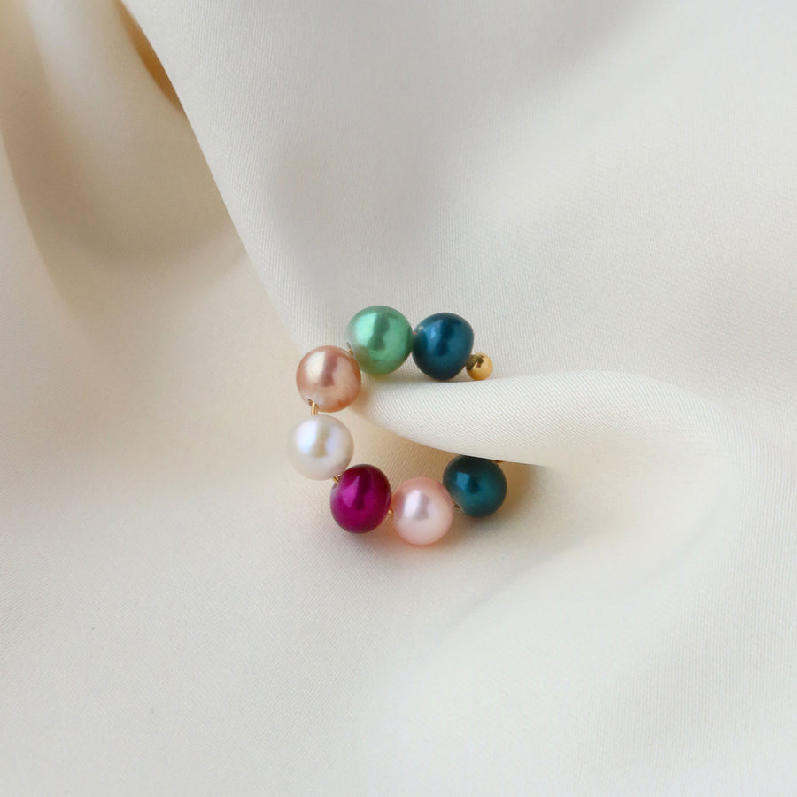 Ørering / Cuff - #PearlSwirlCuff Pastel - 18 Karat forgyldt og ferskvandsperler. Dropps By Szhirley. 