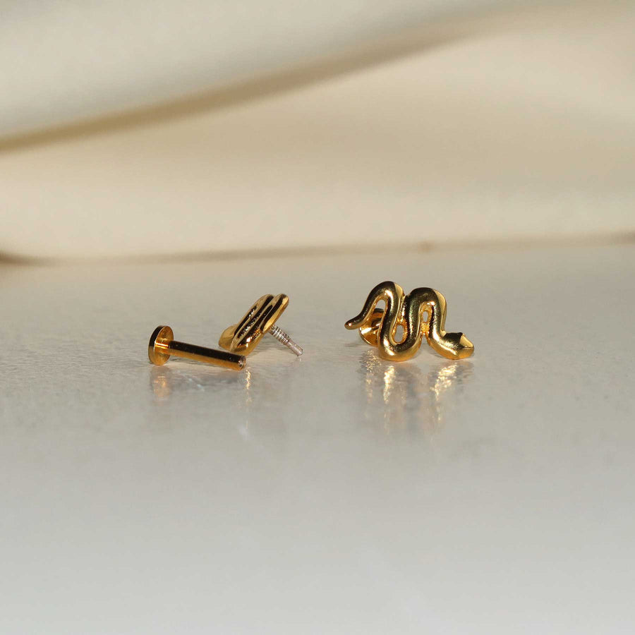 Slange øreringe sæt - #GoldAdder - 18 Karat forgyldt Sterling - Flatbacks. Dropps Selected. Håndplukket og udvalgt af Szhirley. Danske smykker
