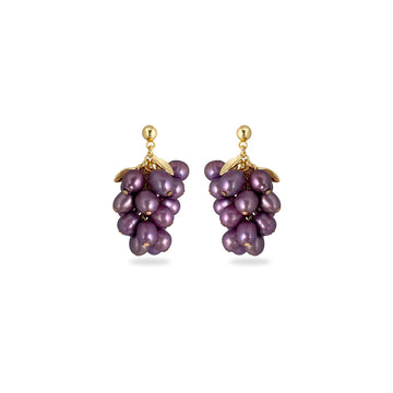 Øreringesæt / Druer - Grapeful Purple - Sterling sølv og lilla perler. Dropps by Szhirley.