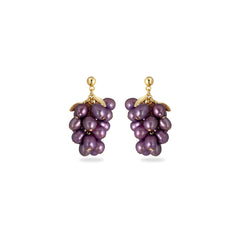 Øreringesæt / Druer - Grapeful Purple - Sterling sølv og lilla perler. Dropps by Szhirley.
