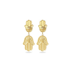#HandsOn Øreringe - hamsa øreringesæt - 18 karat forgyldning. Dropps Szhirley