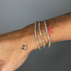 #IcyPastels - Tennis armbånd med regnbuefarveder zirkoner - 18 Karat forgyldt Sterling sølv. Armbånd stack
