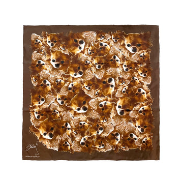 #Johnny - tørklæde i 100 % silke - håndrullet kant - Brun