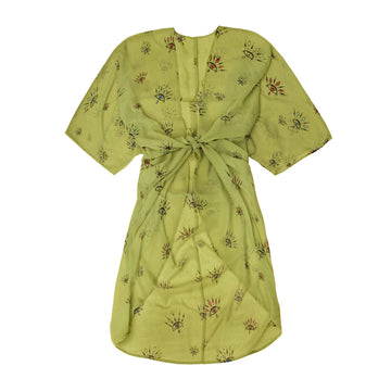 #Breeze - lys grøn Kimono med øje mønster i farver - One Size - PREORDER 3 UGERS LEVERING