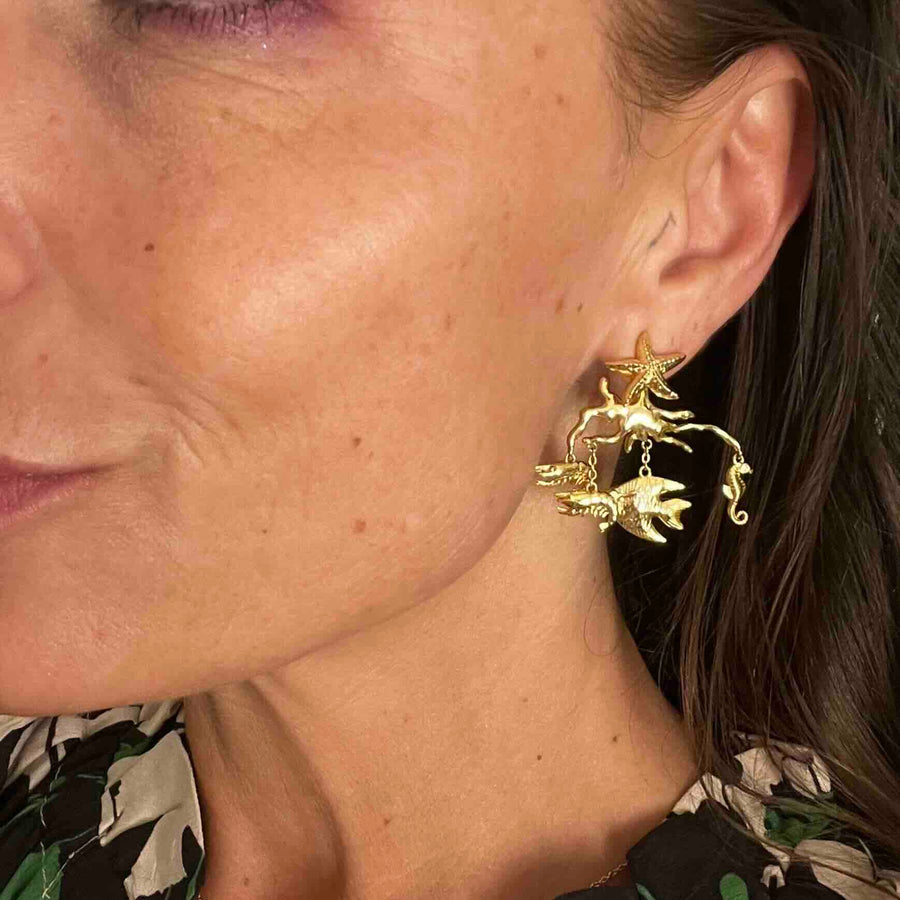 LiquidSea XL Ørering - 18 karat forgyldt XL - SÆLGES ENKELTVIS. Dropps By Szhirley. Designet af Szhirley. Statement smykke