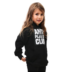 Anti Plastic Club hoodie / hættetrøje til børn og unge. Designet af Szhirley og Mads Hofmann.
