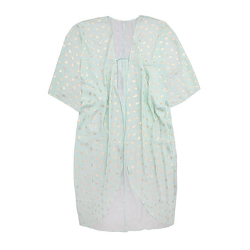 #Breeze - grøn Kimono med fjerprint i guld - One Size. Designet af Szhirley