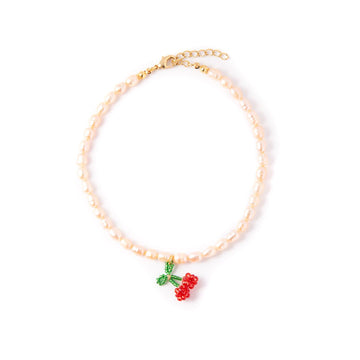 #JuicyCherry ankelkæde - Ankelkæde med perler og kirsebær vedhæng. Designet af Szhirley