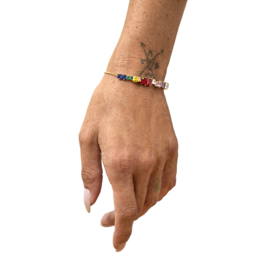 #Candy armbånd 26 cm - 18 K Forgyldt Sterling sølv med farvede zirkoner Dropps Selected udvalgt af Szhirley