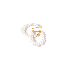#PearlSwirl Midti Øreringesæt / hoop - 18 Karat forgyldt og ferskvandsperler. Dropps By Szhirley