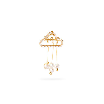 #PearlyCloud Ørestikker / Ørering - enkeltvis - 18 Karat forgyldning med zirkoner og perler. Designet af Szhirley
