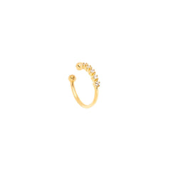 Super lækker Quintet Ørering / EarCuff med klare zirkoner - 18 karat forgyldt Sterling sølv - ørering og fingerring designet af Szhirley. Et smykke med flere funktioner.