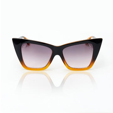 #Meow 2 farvede solbriller med brillestel i mørkebrun med blød overgang / fade til orange. Designet af Szhirley