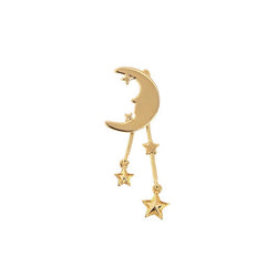 ToTheMoon venstre øre. Fantastisk flot designet måne og stjerne ørering. Designet af Szhirley i 18 karat forgyldt messing. Dropps By Szhirley