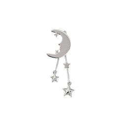 ToTheMoon venstre øre. Fantastisk flot designet måne og stjerne ørering. Designet af Szhirley i forsølvet messing. Dropps By Szhirley